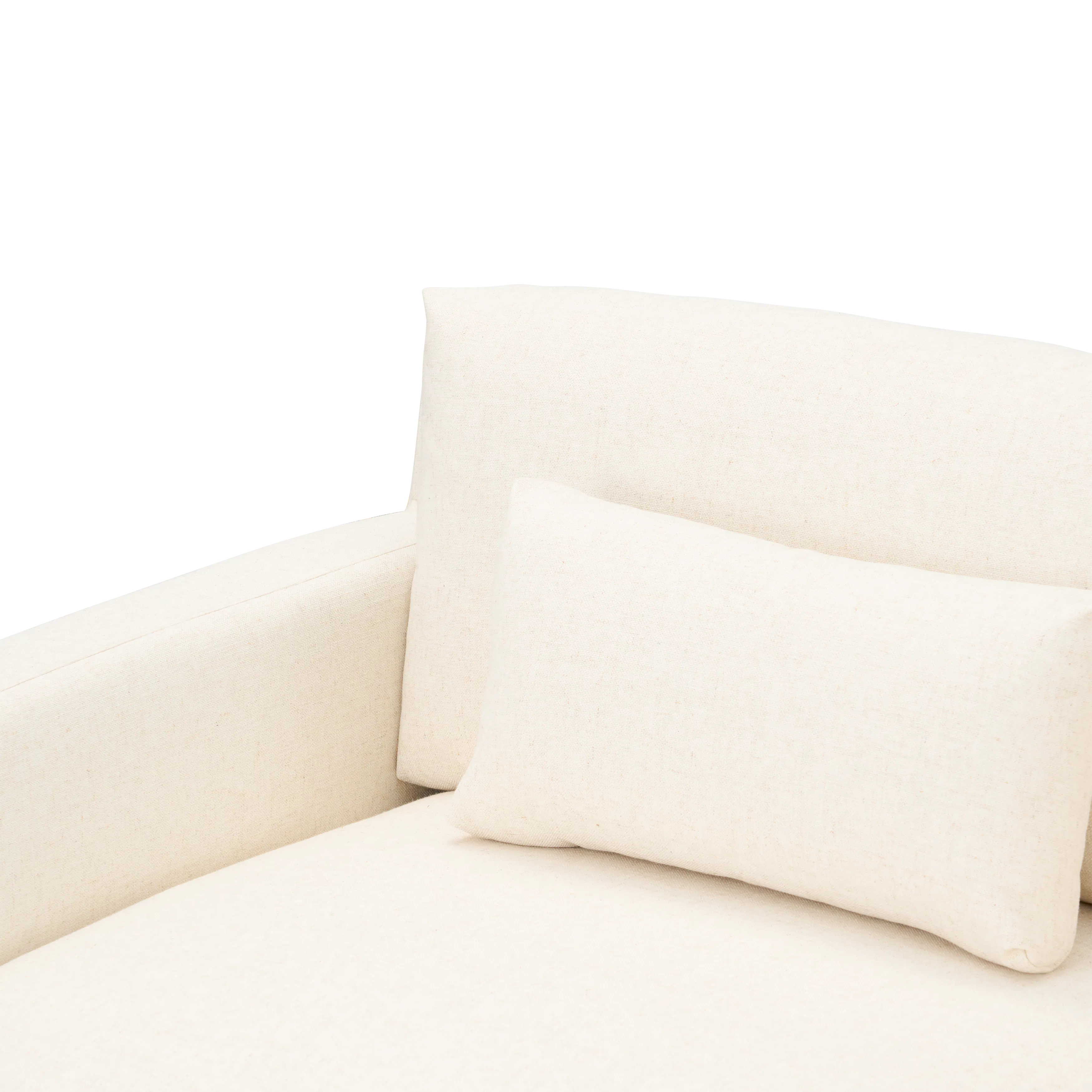 Miu 3 Seater Lounge Sofa - 15 - Cream-colored sofa, beige cushions, soft fabric texture, minimalist decor, cozy living room