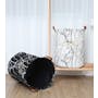 Marble Laundry Basket With Leather Handle - Black - 3
