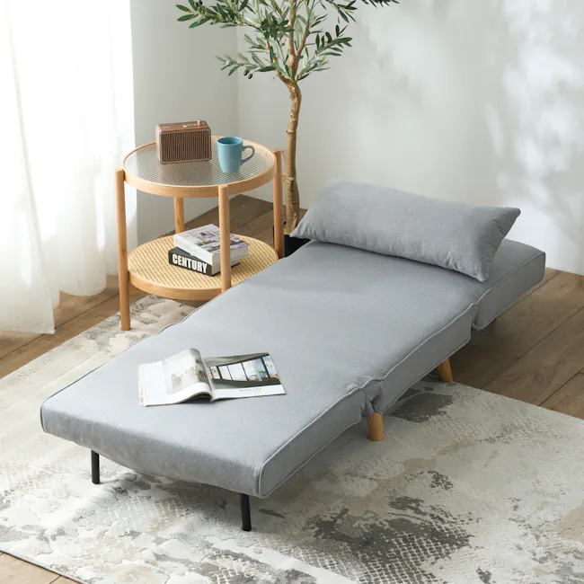 Noel Sofa Bed - Harbour Grey - 4 - Modern minimalist living room, cozy seating area, gray sectional sofa, natural light