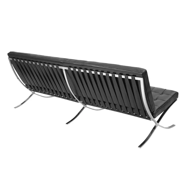 Benton 3 Seater Sofa with Benton 2 Seater Sofa - Black (Genuine Cowhide) - 5 - Modern lounge chair, sleek design, black
