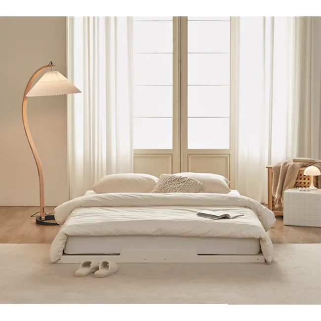 Akira Queen Modular Floor Platform Bed - White - 7