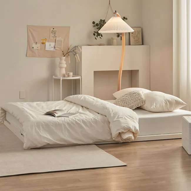 Akira Queen Modular Floor Platform Bed - White - 6