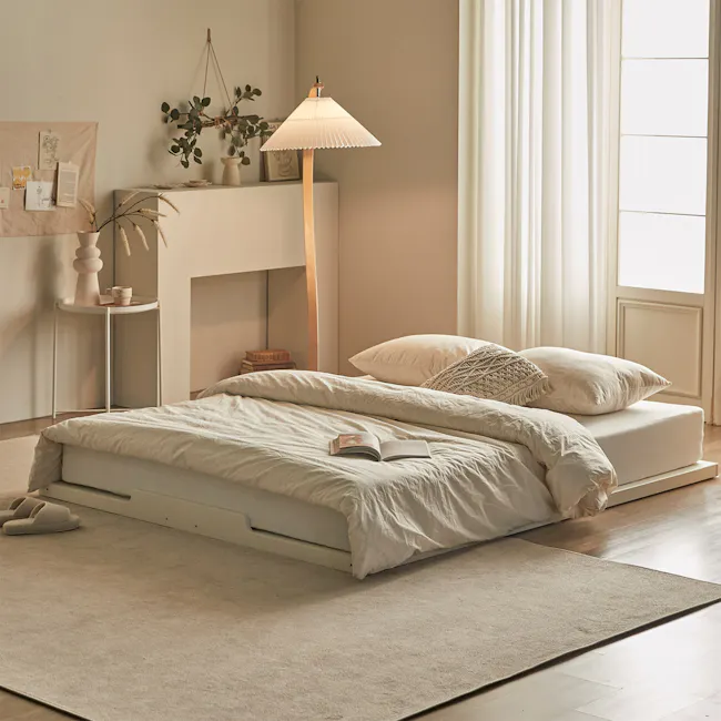 Akira Queen Modular Floor Platform Bed - White - 5