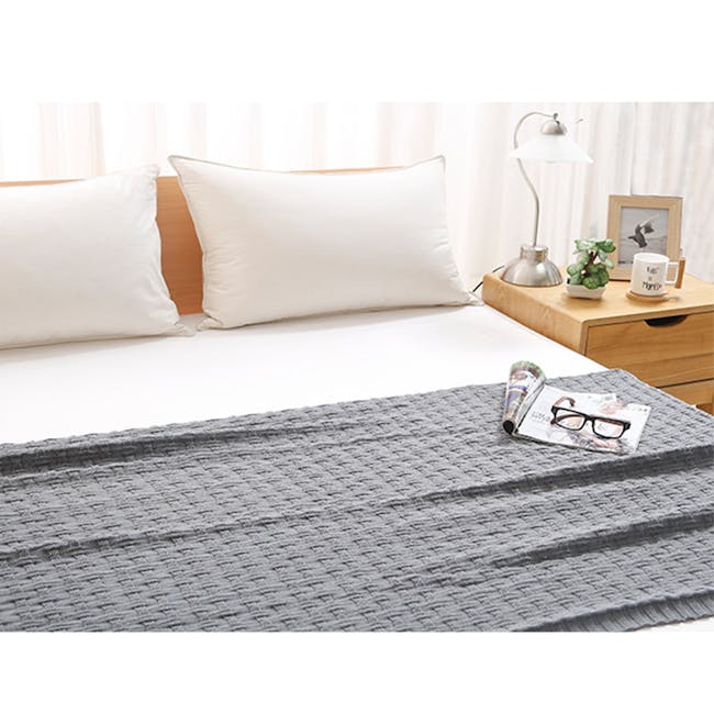Camille Knitted Throw Blanket 110 x 175 cm - Grey - 1