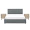 Audrey King Storage Bed in Seal Grey (Velvet) with 2 Leland Twin Drawer Bedside Tables