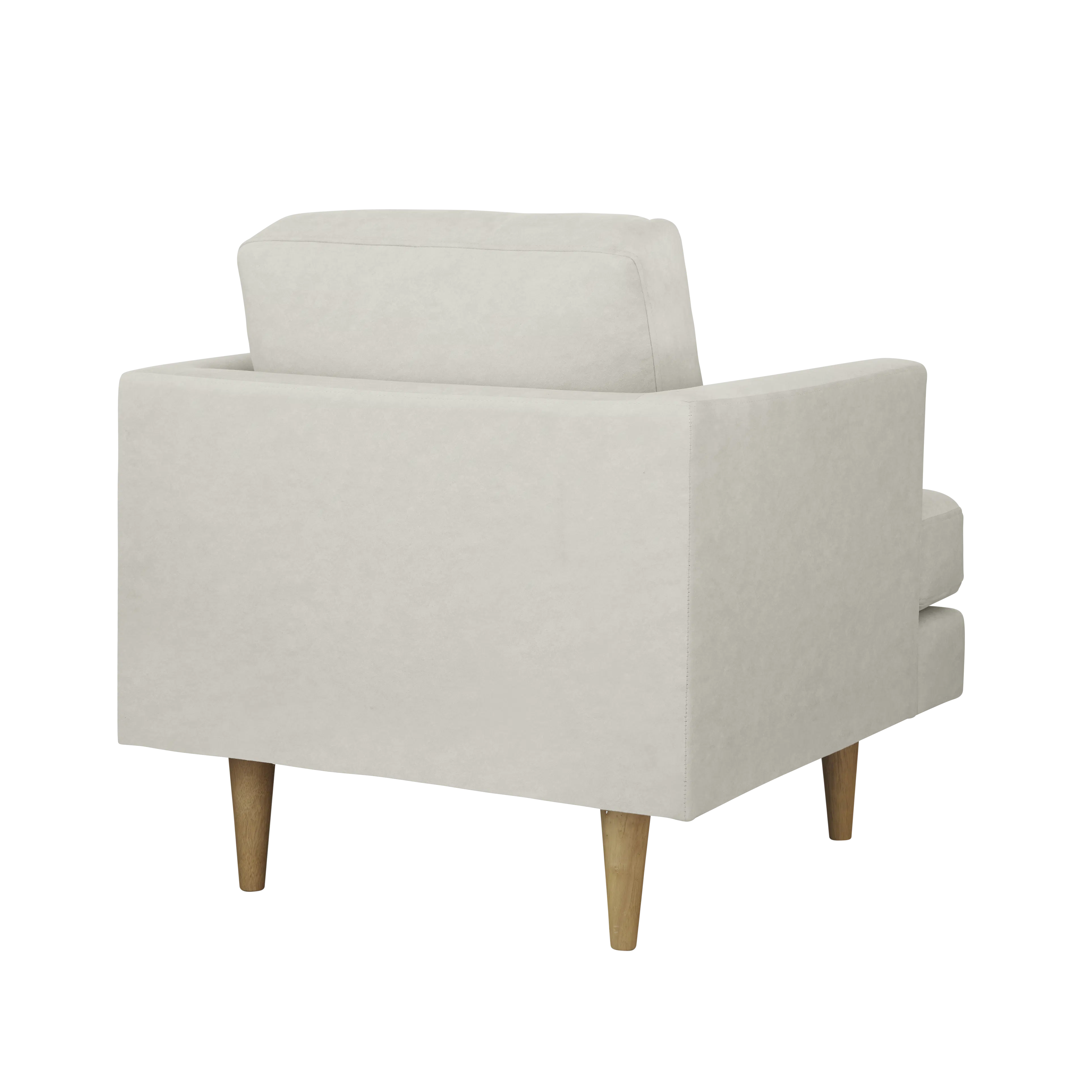 Soma 3 Seater Sofa with Soma Armchair - Sandstorm (Scratch Resistant) - 14 - Cream upholstered armchair, minimalist design