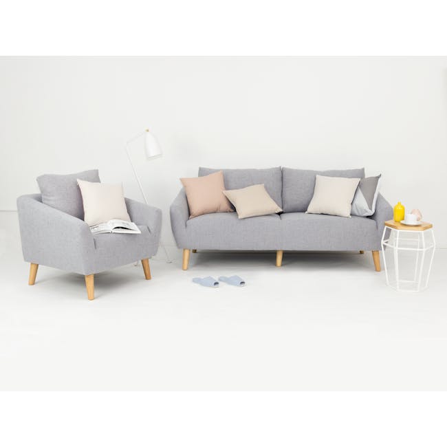 Hana 3 Seater Sofa - Light Grey - 8