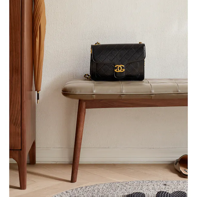 Soren Bench 1.4m - Off White (Genuine Cowhide Leather) - 7 - Wooden bench, beige leather bench, brown wooden cabinet, black