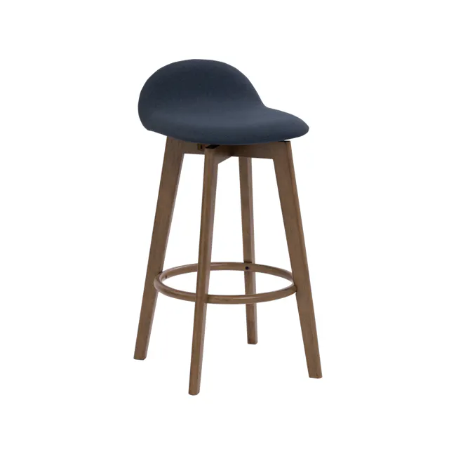 Mora Bar Chair - Walnut, Navy - 1 - modern bar stool, stylish bar chair, contemporary chair, wooden bar stool, minimalist