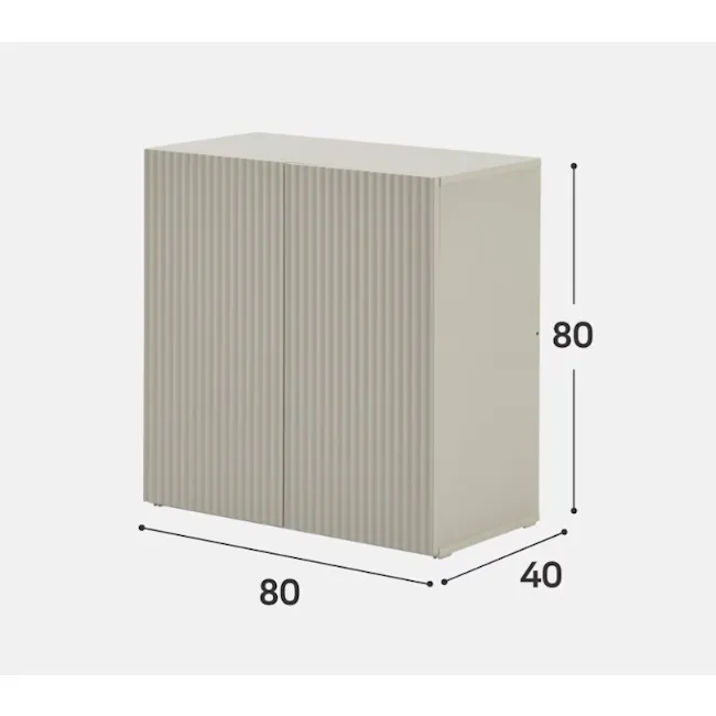 Heidi Cabinet 0.8m - Oak - 14 - Rectangular cabinet, minimalist design, vertical ribbed panel, neutral color, 80 cm height