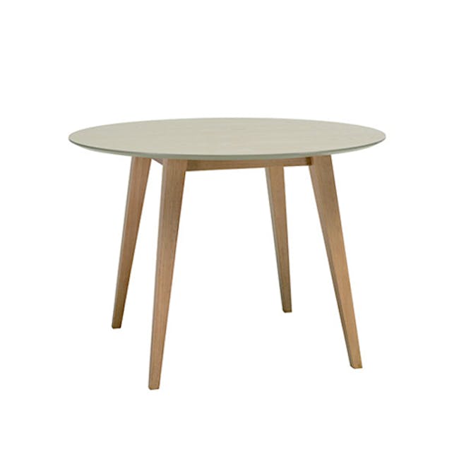 Ralph Round Dining Table 1m in Taupe Grey with 4 Fynn Dining Chairs in Beige and River Grey - 4
