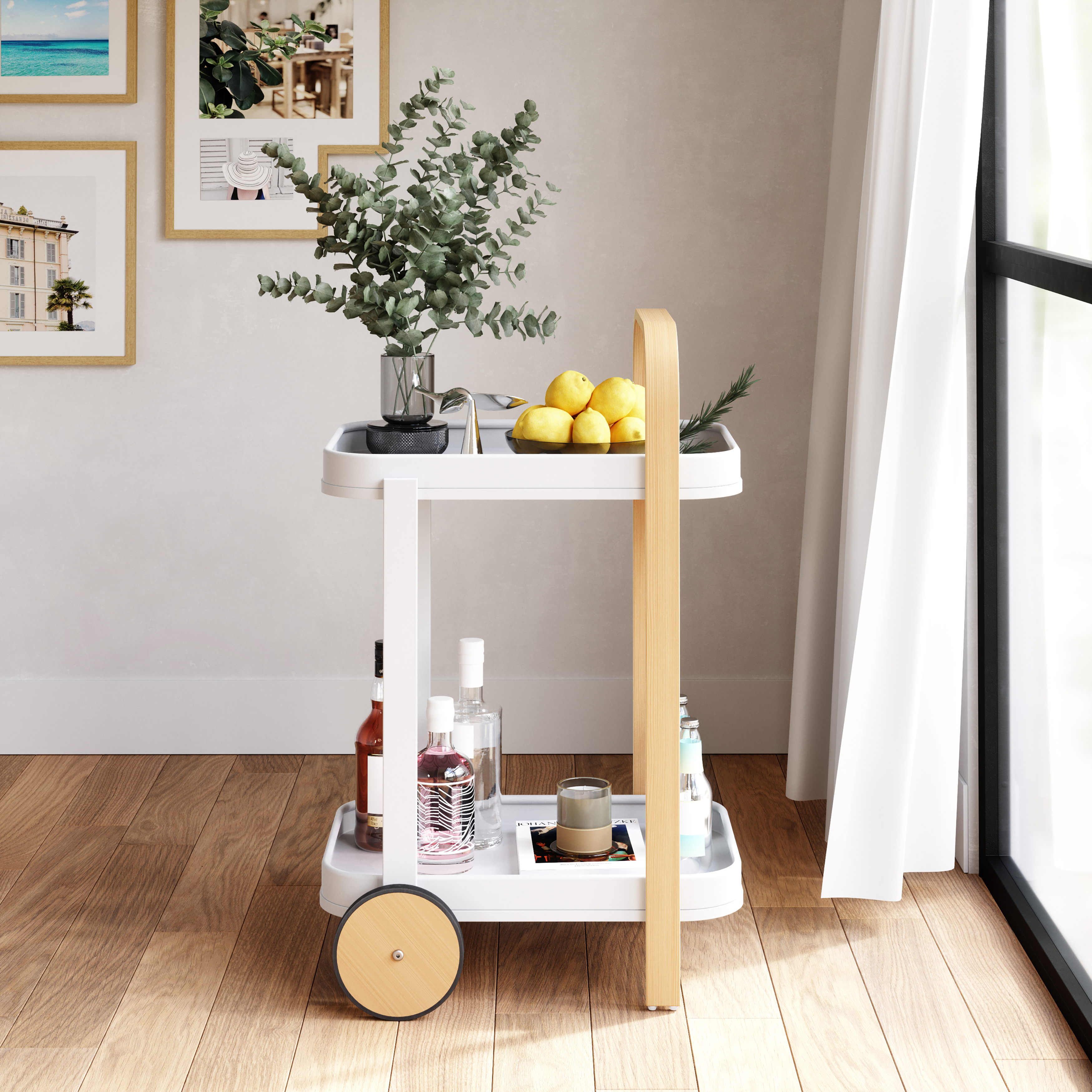 Bellwood Serving Cart - White, Natural, Umbra Home Accents | HipVan