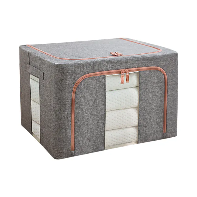 Mindie 66L Fabric Storage Box - Grey - 1