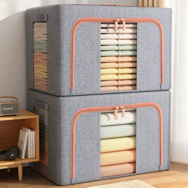 Mindie 66L Fabric Storage Box - Grey - 4