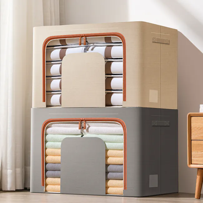 Mindie 66L Fabric Storage Box - Grey - 3