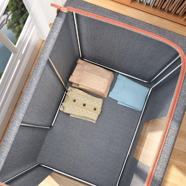Mindie 66L Fabric Storage Box - Grey - 7