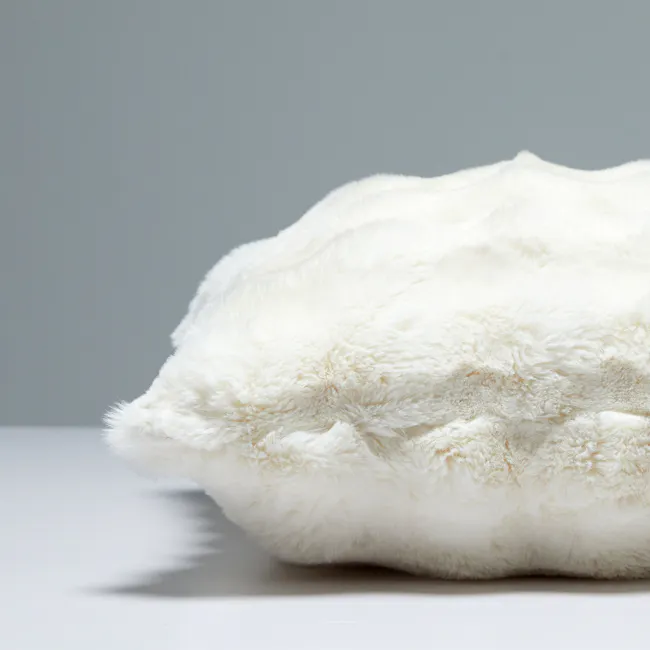 Luxe Faux Fur Cushion Cover - White - 5 - White fluffy blanket, soft and cozy, luxurious fabric, plush texture, fluffy