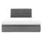 ESSENTIALS King Headboard Storage Bed - Grey (Fabric)