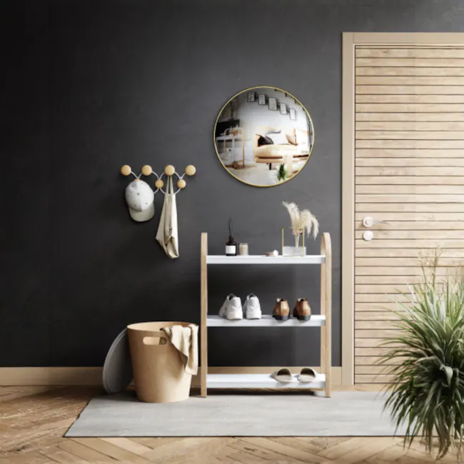 Bellwood 3-tier Shelf - White, Natural - 3 - modern minimalist bathroom, cozy corner, floating shelf, wooden elements