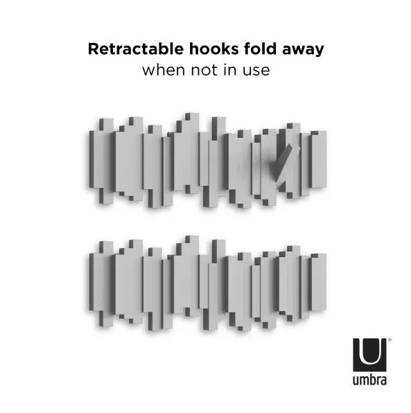 Sticks Multi Hook - Grey - 9 - Adjustable hooks with retractable mechanism, Modular design for versatile use, Sleek and