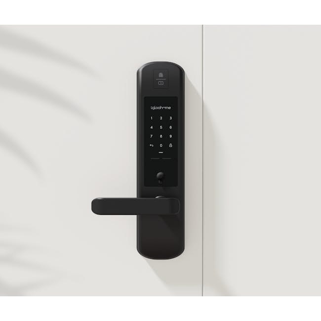 igloohome Gate & Door Bundle: Metal Gate 2 + Smart Mortise 2+ - 3 - Sleek black door handle with digital keypad, Modern