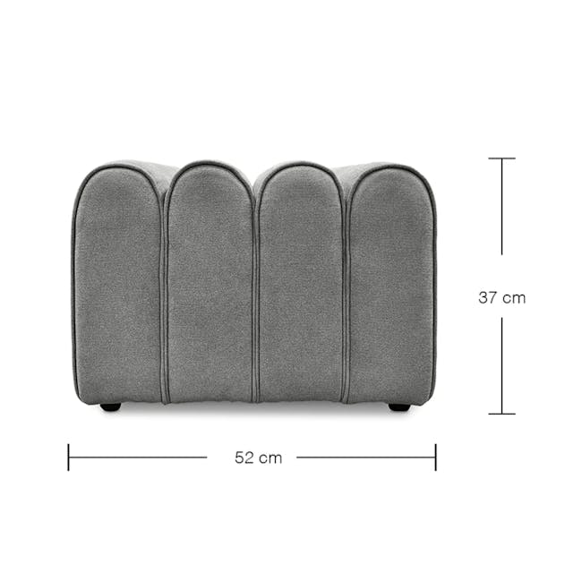 Wave Ottoman - Light Grey - 2 - Grey upholstered sofa, three-seater design, modern style, comfortable seating, sleek lines
