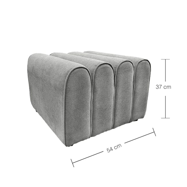 Wave Ottoman - Light Grey - 3 - Grey upholstered sofa, three-seater design, modern style, comfortable seating, soft fabric