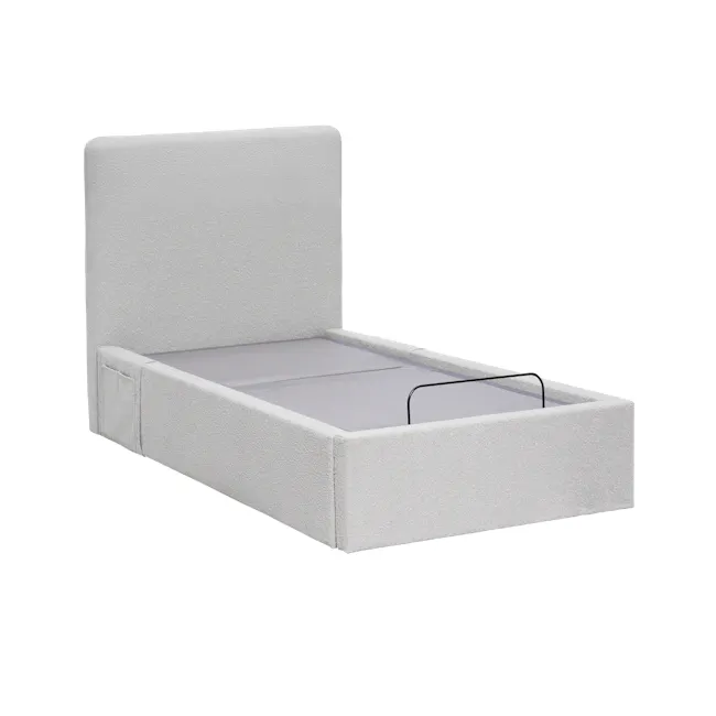 Aeva Single Bed - Grey Boucle (frame only) - 2