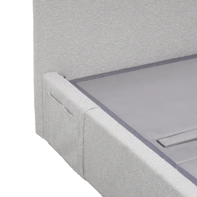 Aeva Single Bed - Grey Boucle (frame only) - 6