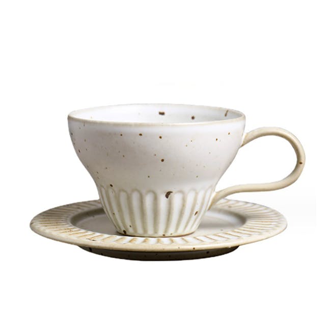 Koda Ceramic Coffee Cup & Saucer - White - 0
