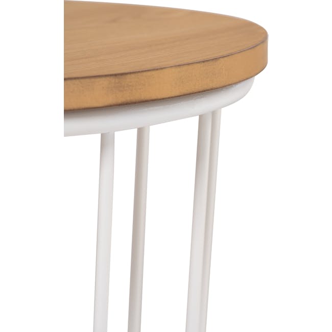 Freida Round Side Table - Natural, White - 4
