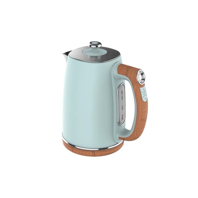 Odette Otto Series Breakfast Set - Light Green - 5 - Light blue electric kettle, wooden handle, control panel, digital