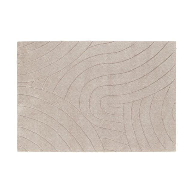 Dune High Pile Rug - Sand Cave (2 Sizes) - 1 - Elegant geometric pattern, Minimalist design elements, Soft beige color