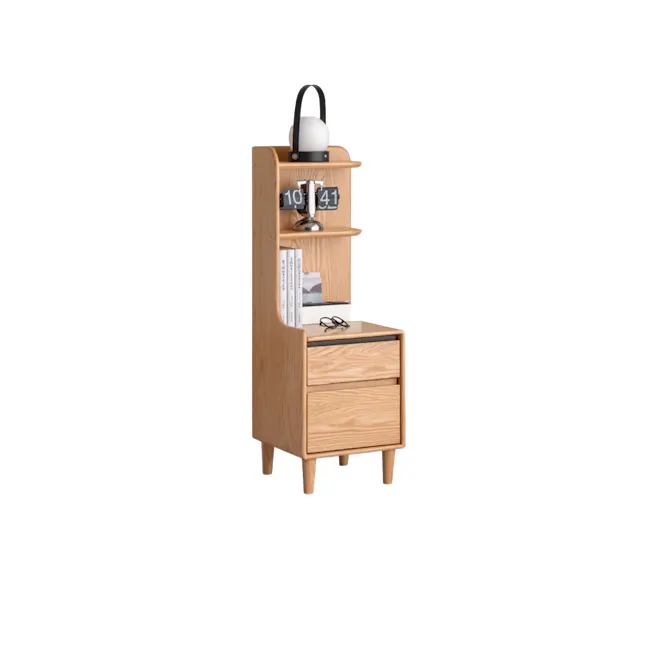 Karris Bedside Shelf Storage Table - Oak (Left Facing Corner) - 1