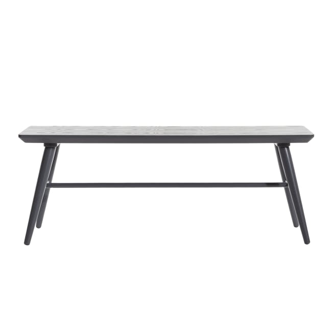 Varden Dining Table 1.7m in Black Ash with Marrim Bench 1.2m in Graphite Grey and 2 Greta Chairs in Black - 7