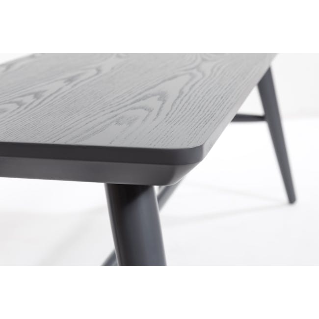 Varden Dining Table 1.7m in Black Ash with Marrim Bench 1.2m in Graphite Grey and 2 Greta Chairs in Black - 9