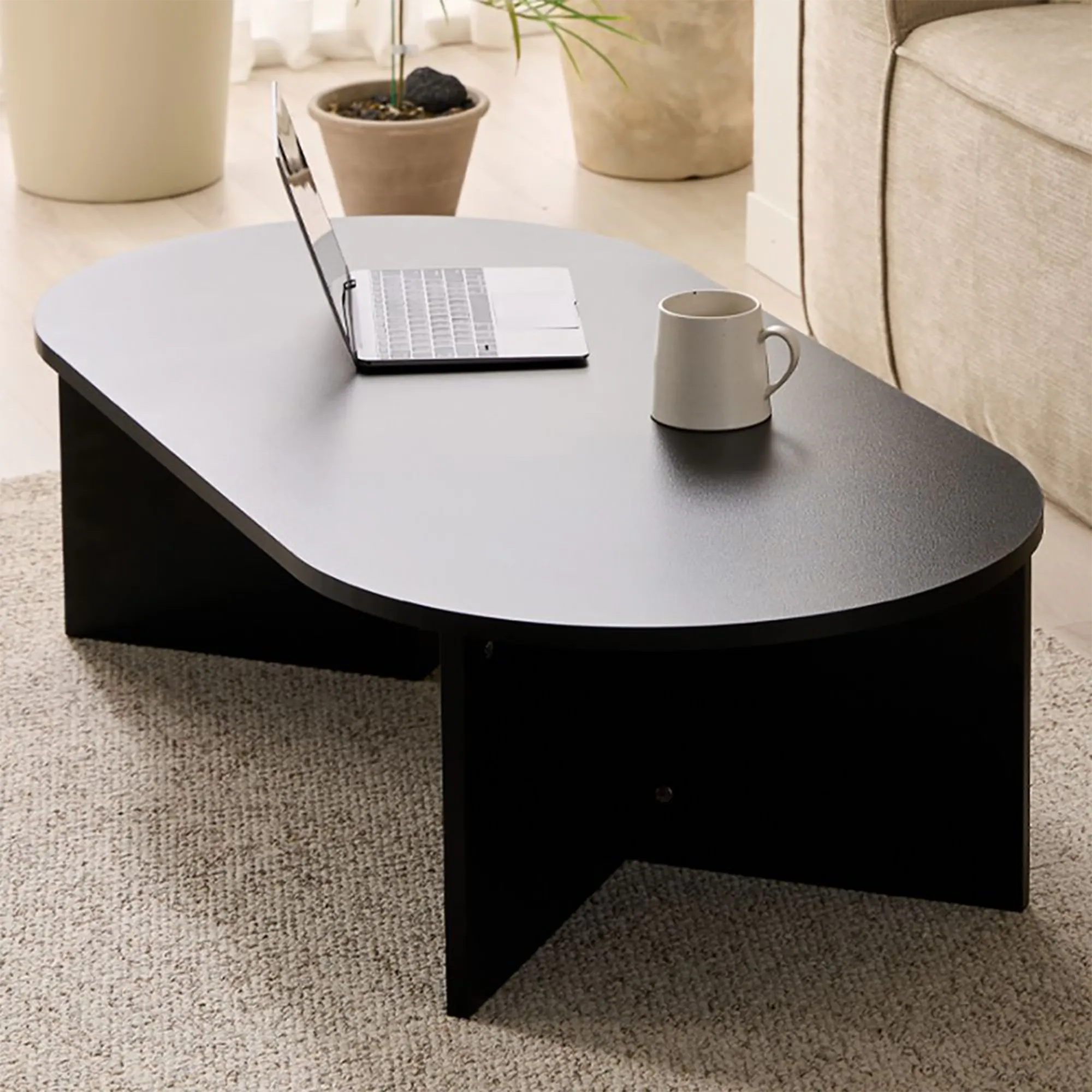 Rapio Oval Coffee Table 1.2m - Black - 9