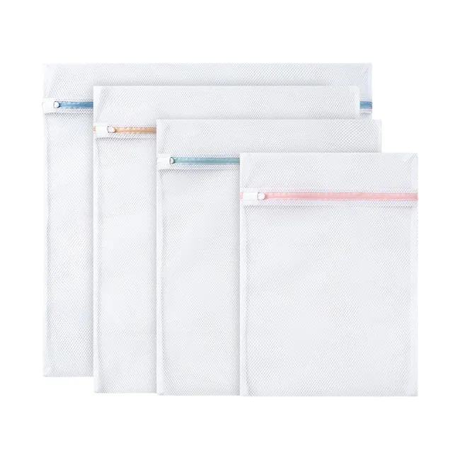 ESSENTIALS Laundry Bag - Bundle of 4 (Coarse Mesh) - 1 - Netted fabric, white background, fabric storage, fabric bags