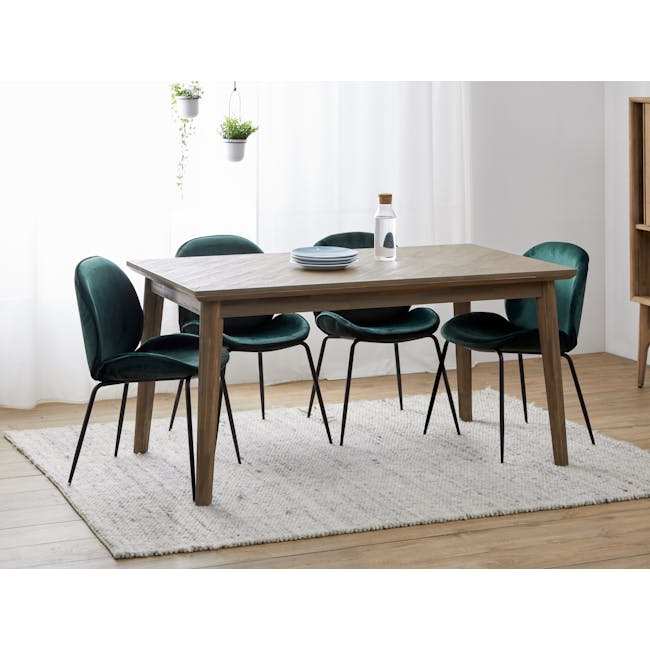 Tilda Dining Table 1.6m with 4 Elsie Dining Chairs in Black and Satin Grey - 2