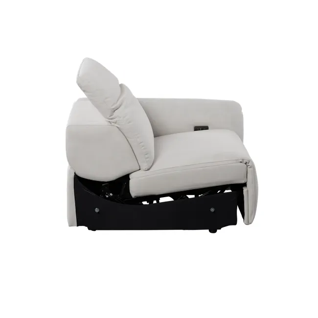Harmony Right Arm Power Recliner Unit - Misty Grey (Scratch Resistant) - 7 - Luxurious white leather sofa with black accent