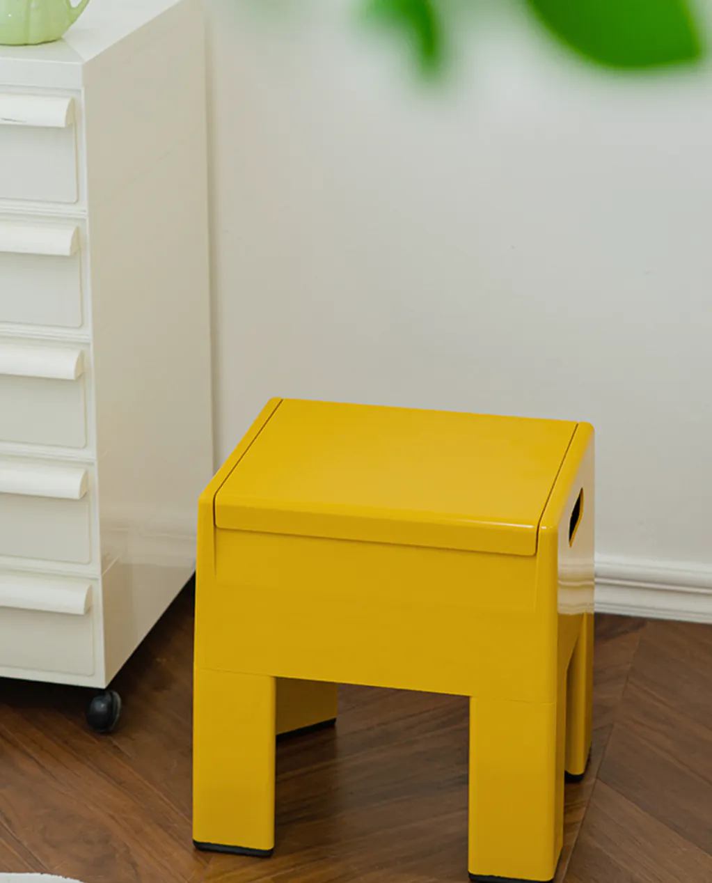 Room setting featuring Venda Storage Stool - Yellow