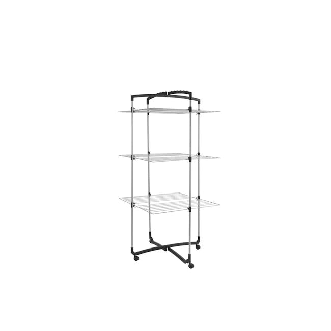 Metaltex Faro Plus 3 Tier Laundry Drier - Silver - 1 - - Metal shelving unit with four levels, - Black metal frame design, -
