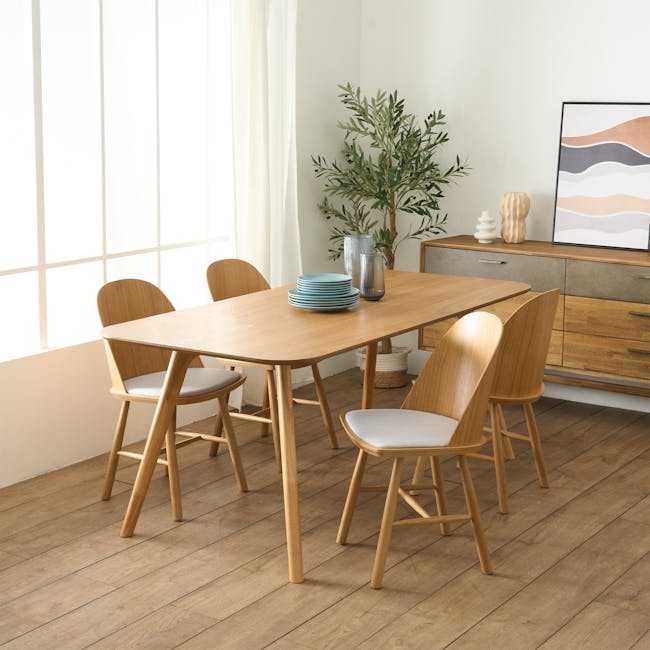 Jensen Chair - Oak, Light Grey (Fabric) - 4