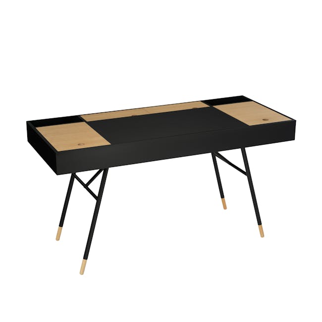 Morse Study Table 1.4m - Black, Oak - 0