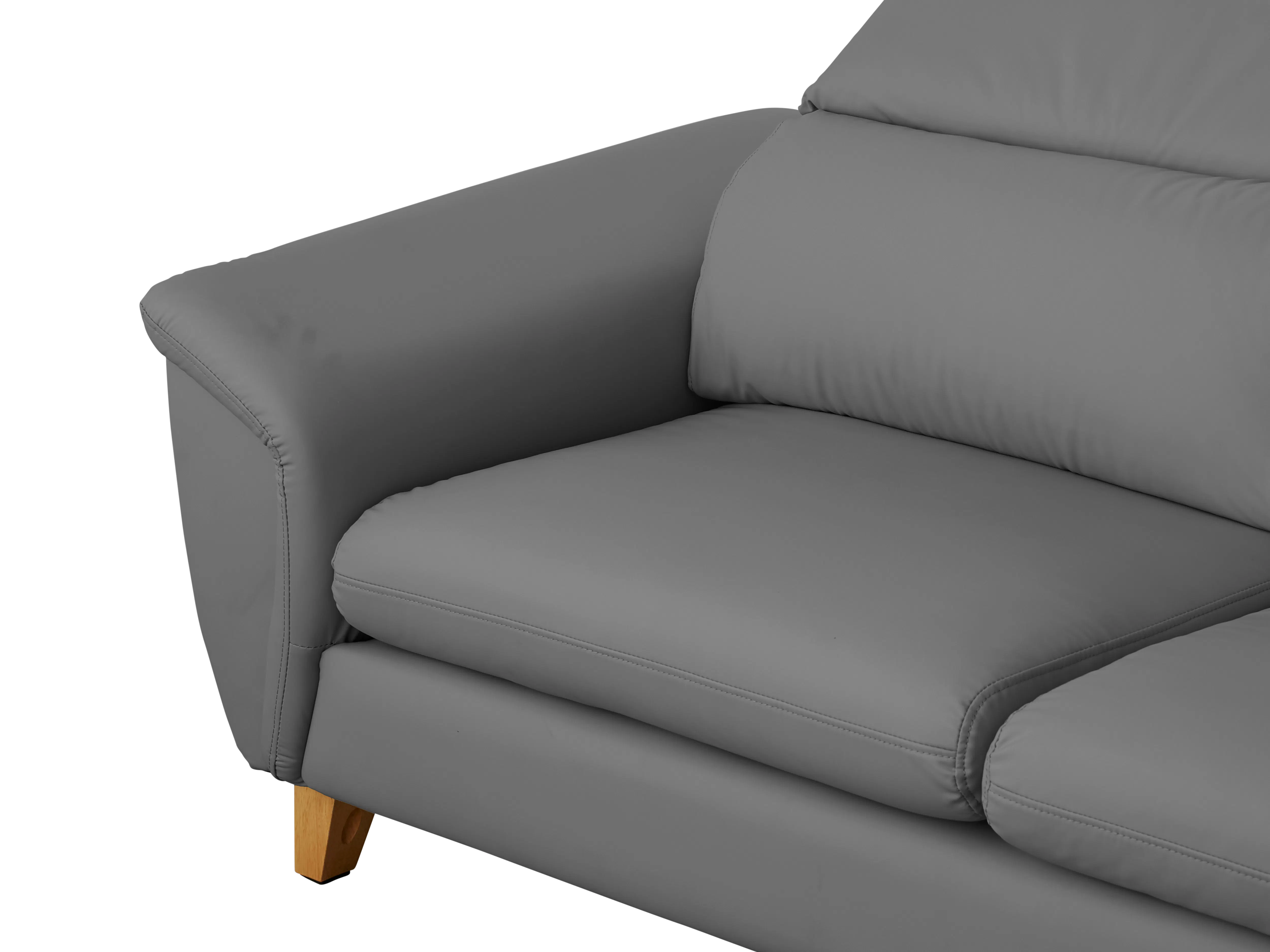 Jordyn 3 Seater Sofa with Adjustable Headrest - Dark Grey (Pet Friendly) - 9 - Grey upholstered sofa, modern design, smooth