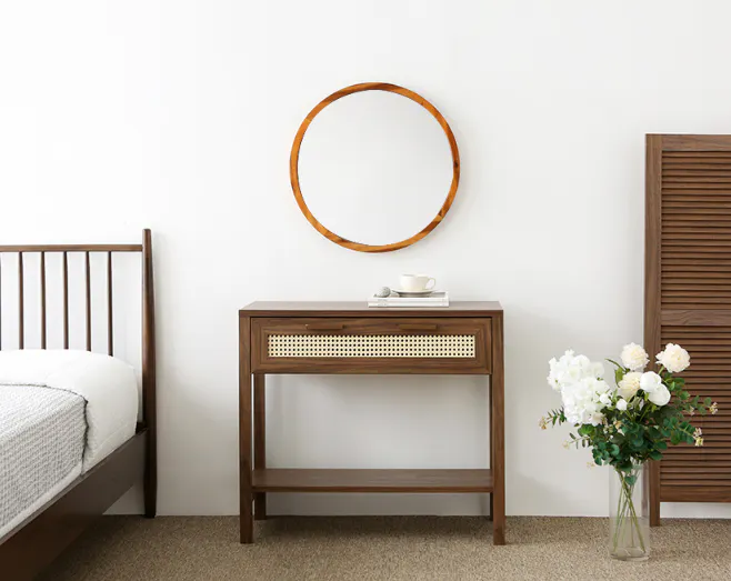 (As-is) Vezzo Wooden Round Mirror 60cm - 7