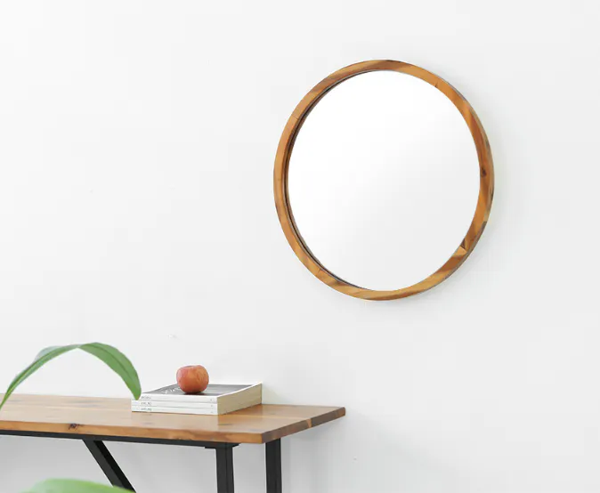 (As-is) Vezzo Wooden Round Mirror 60cm - 9