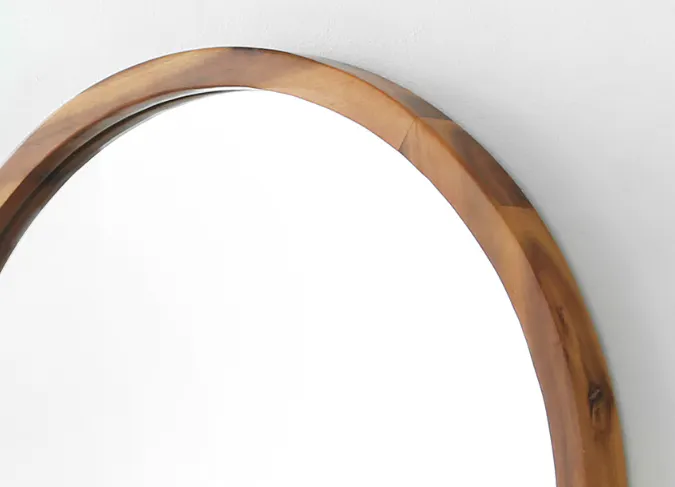 (As-is) Vezzo Wooden Round Mirror 60cm - 12