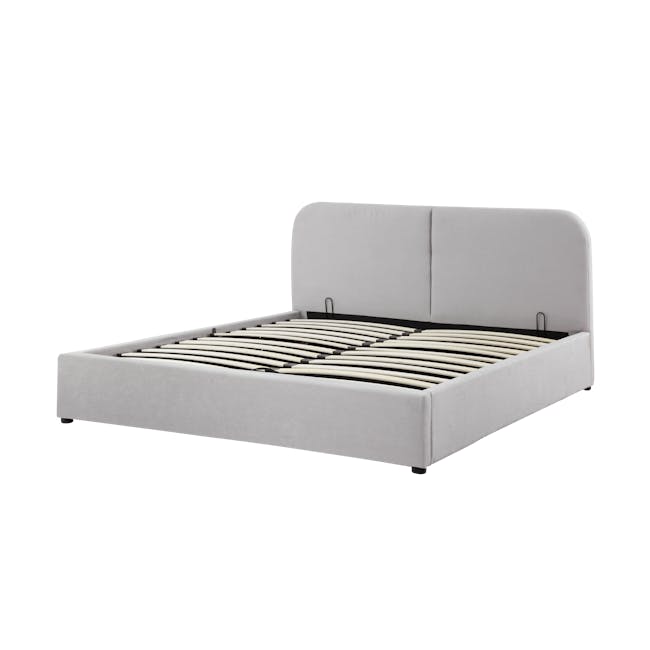 Nolan Queen Storage Bed in Silver Fox with 2 Hendrix Bedside Tables - 4