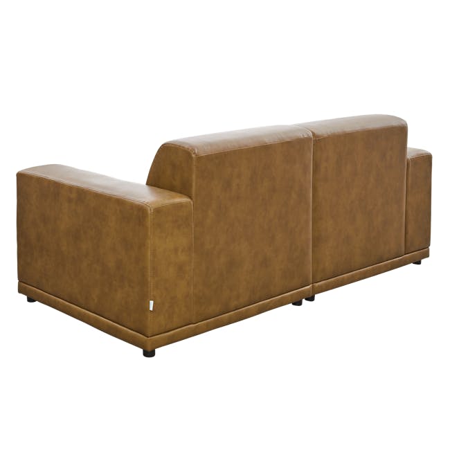 Milan 3 Seater Sofa with Ottoman - Tan (Faux Leather) - 4